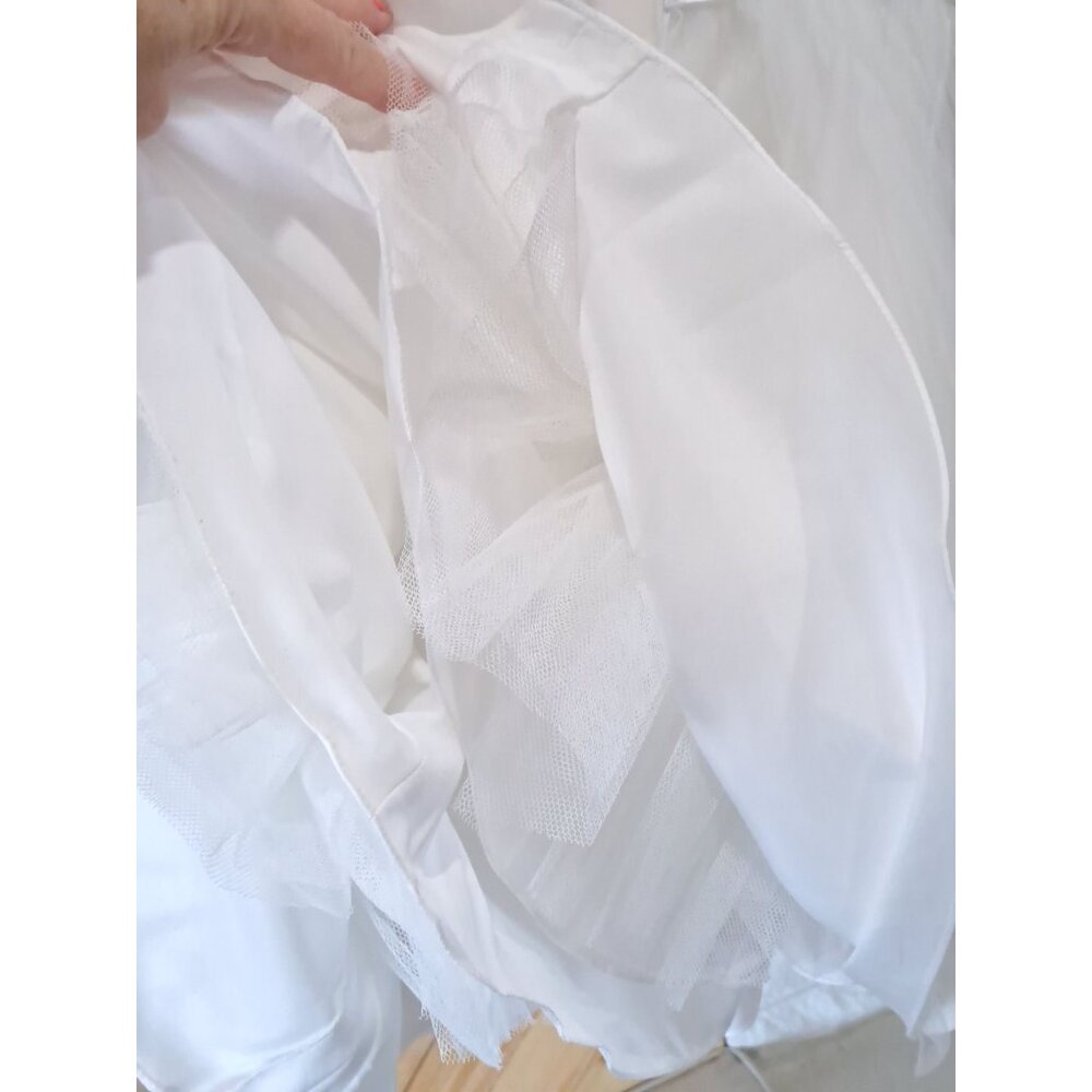 Davids Bridal Flower Girl Double Strap Dress Soft White  Satin Edge Hem Tulle 3 - Picture 8 of 8